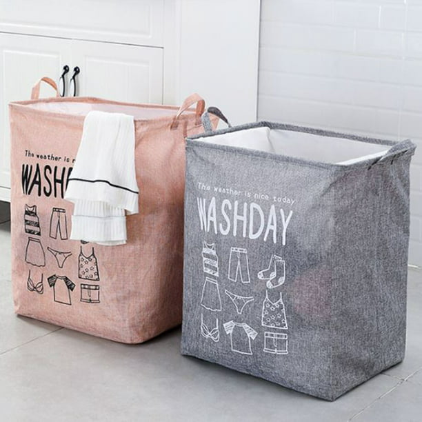 Folding Laundry Hamper Sack Fabric Dirty Clothes Storage Basket with Lid Handles
